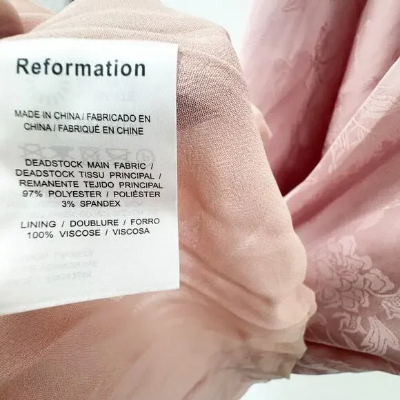 Reformation Satin Allium Maxi Dress Scoop Neck Open Back In Pink Size 10 NWT